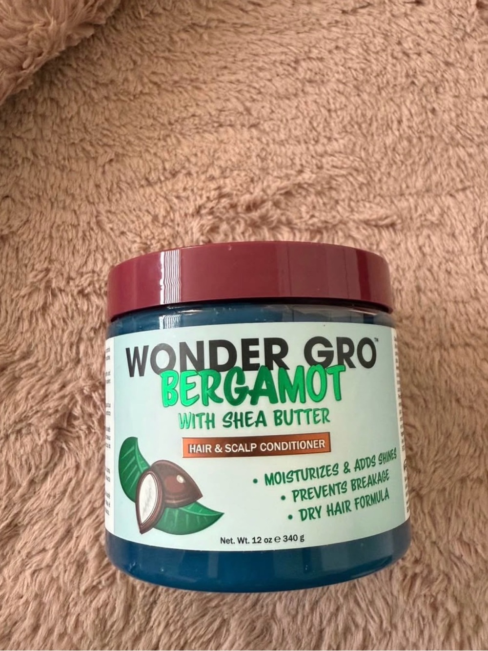Wonder Gro Bergamot Shea Butter Hair & Scalp Conditioner - Brown Cap, Blue Jar